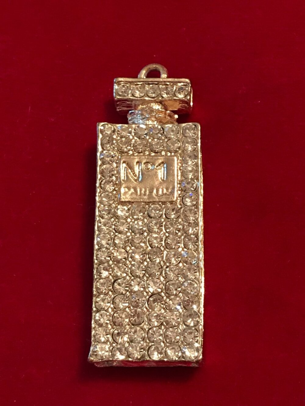 Betsey Johnson Gold Rhinestone Perfume Bottle Charm Pendant